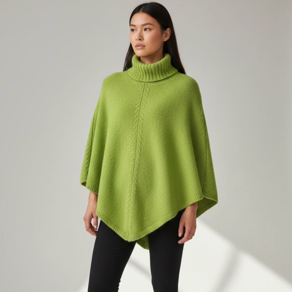 Vintage 100% Lambswool Turtleneck Poncho